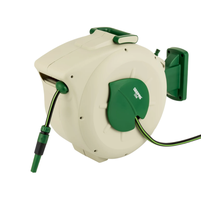 Geepas 30M Auto Rewind Hose Reel – Heavy Duty Garden Water Hose