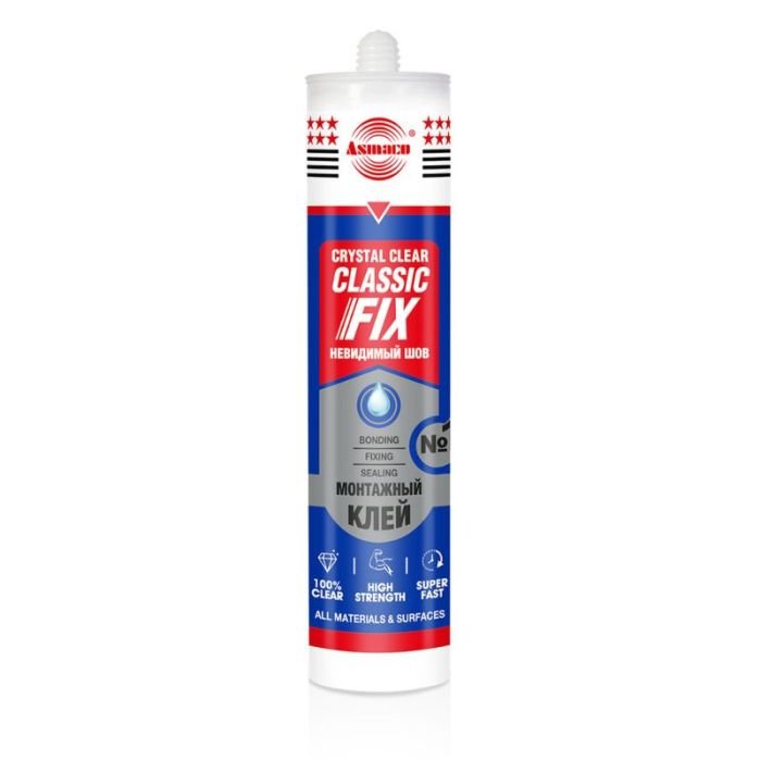 Asmaco Crystal Classic Fix Clear 280ML – Transparent Multipurpose Adhesive & Sealant